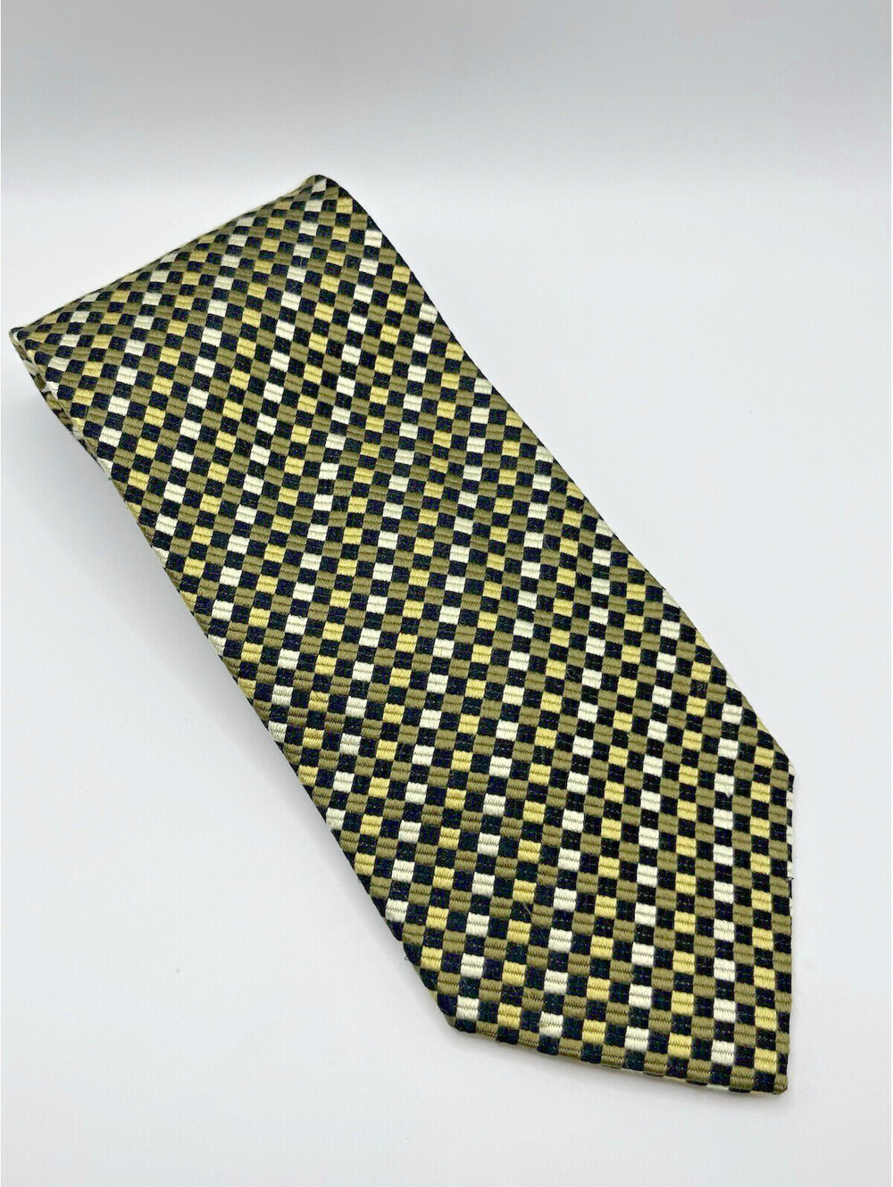 Foggia Tie Necktie 100% Silk Handmade Gold Browns Wide  4"X59" T1120.1